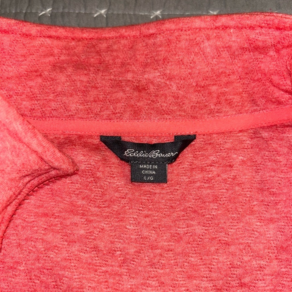 Eddie Bauer Women’s Coral Pink Quarter-Zip Pullover Size Large - Picture 5 of 6